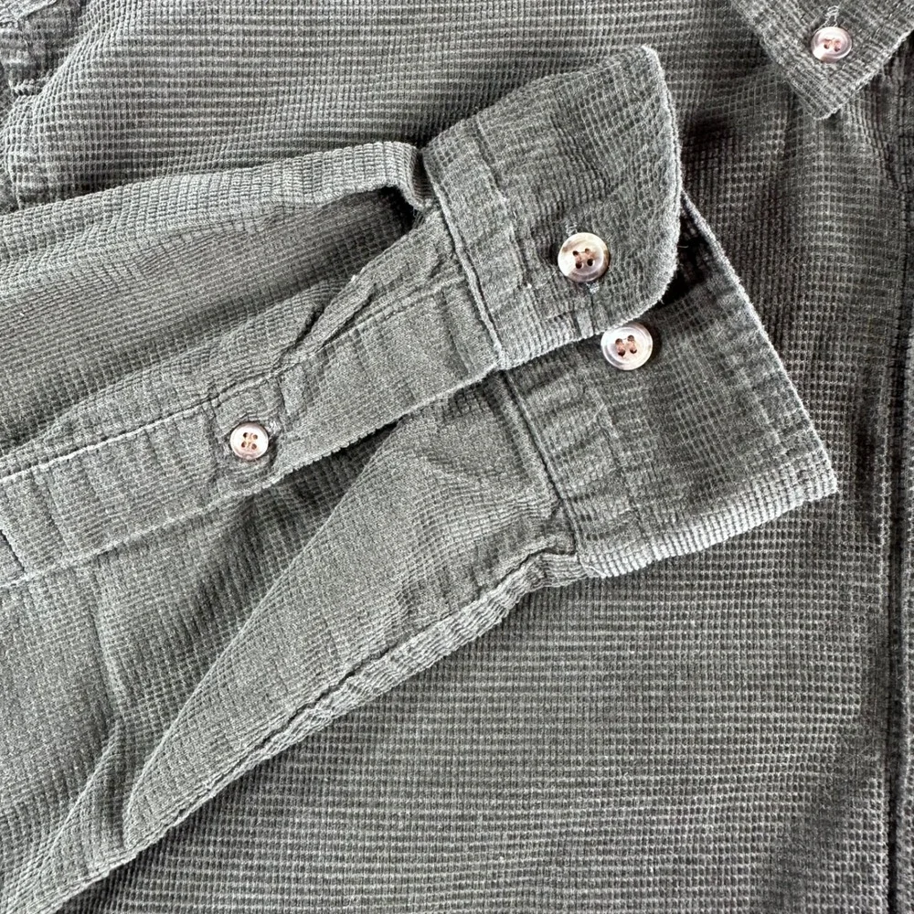 Banana Republic Corduroy Shirt Mens XL Extra Large Green Untucked Fit Fine Wale
